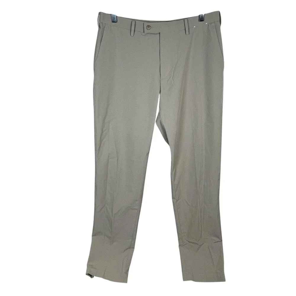 Uniqlo Performance Pants Mens 32x32 Chino Flat Front‎ Stretch Beige Tapered